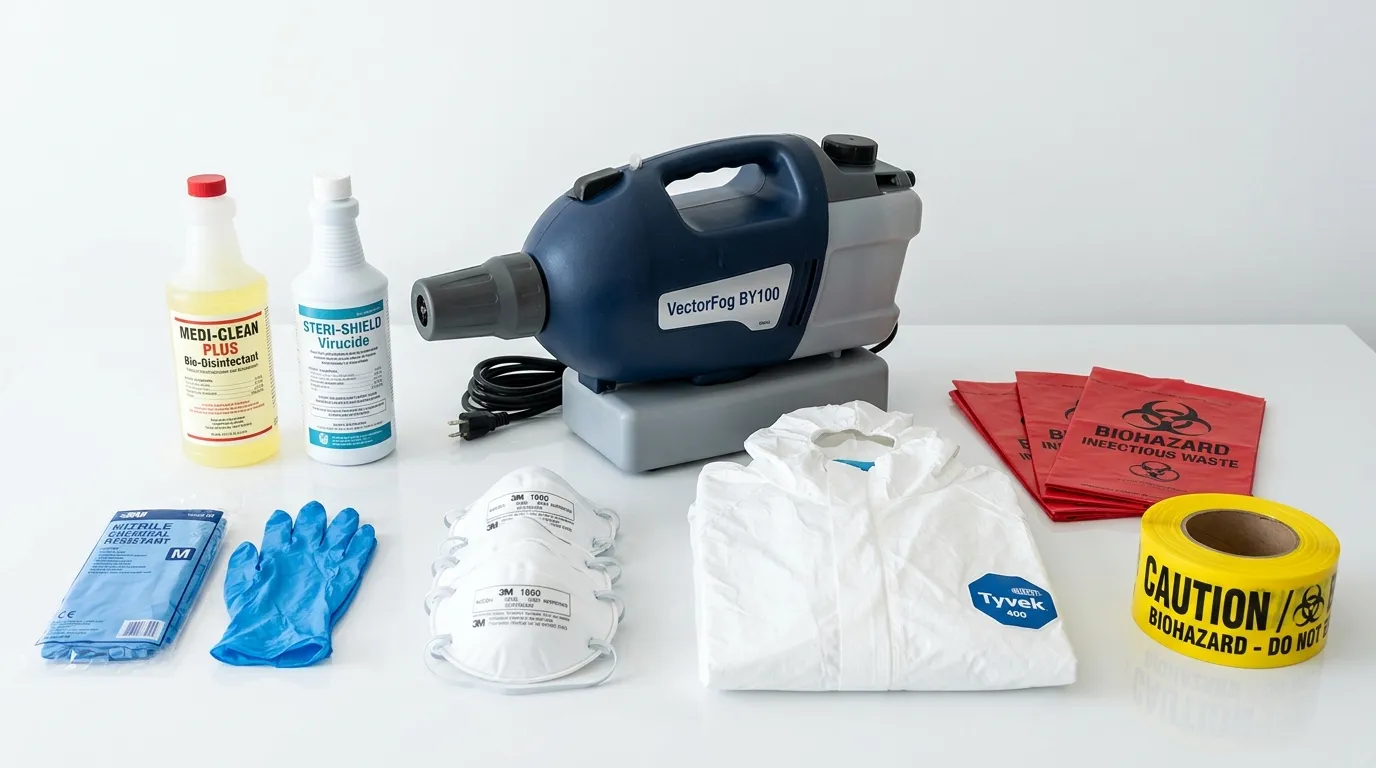 Professional biohazard remediation crew working in Center City