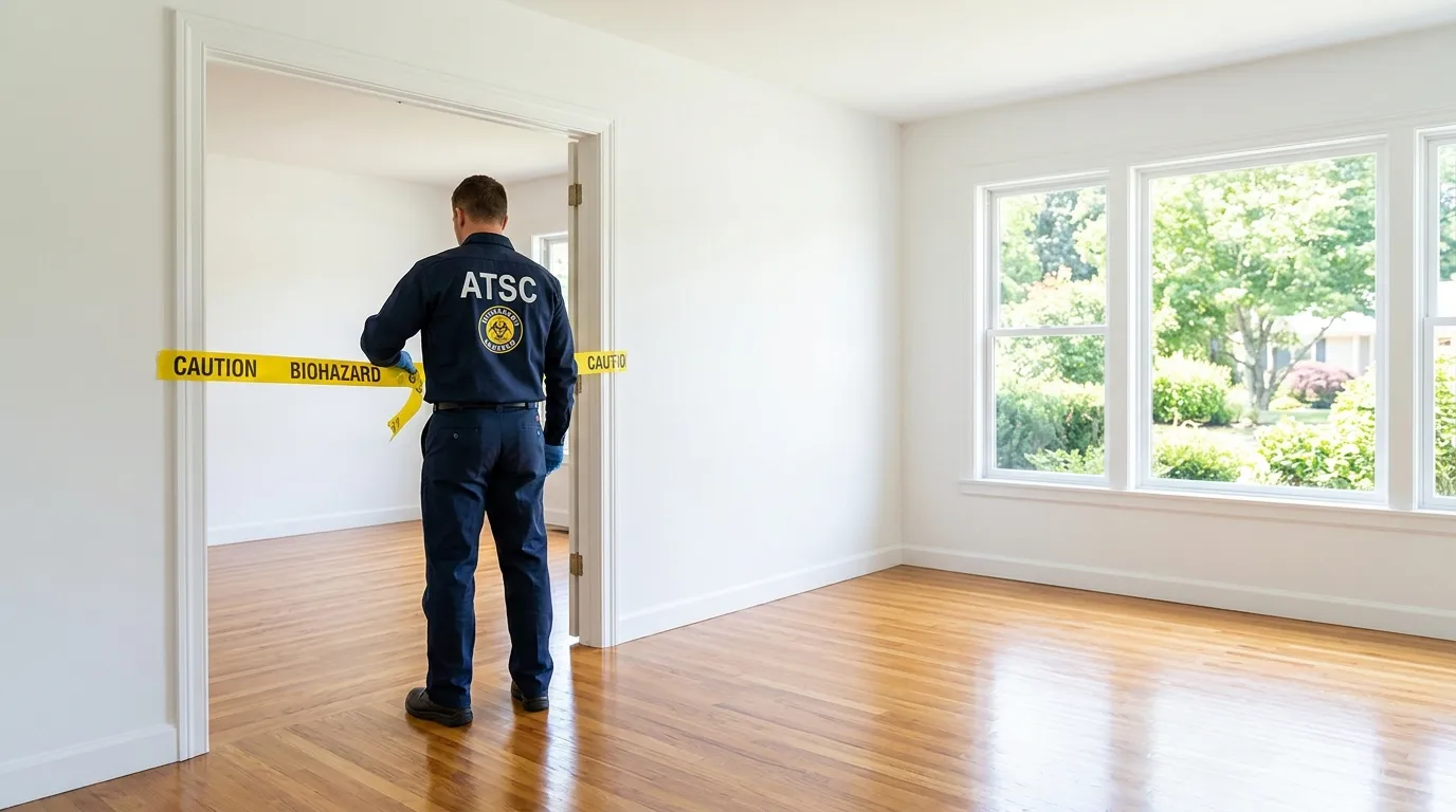 Certified biohazard cleanup crew performing Trauma Scene Cleanup in Center City